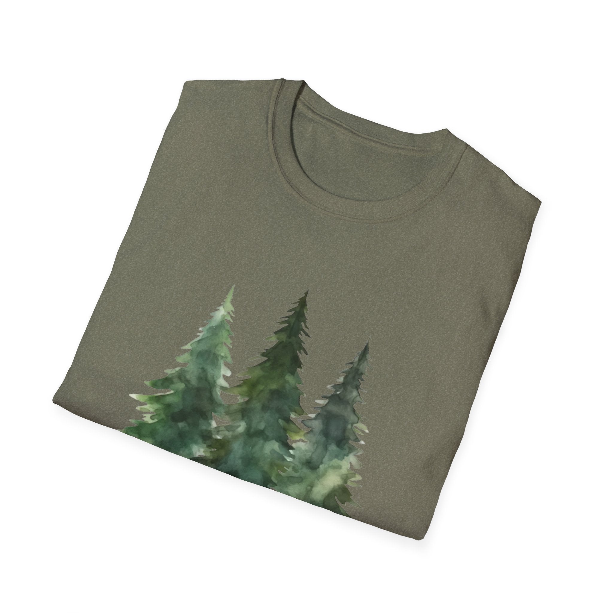 Pine Forest Tee — Watercolor Evergreen Tree T-Shirt