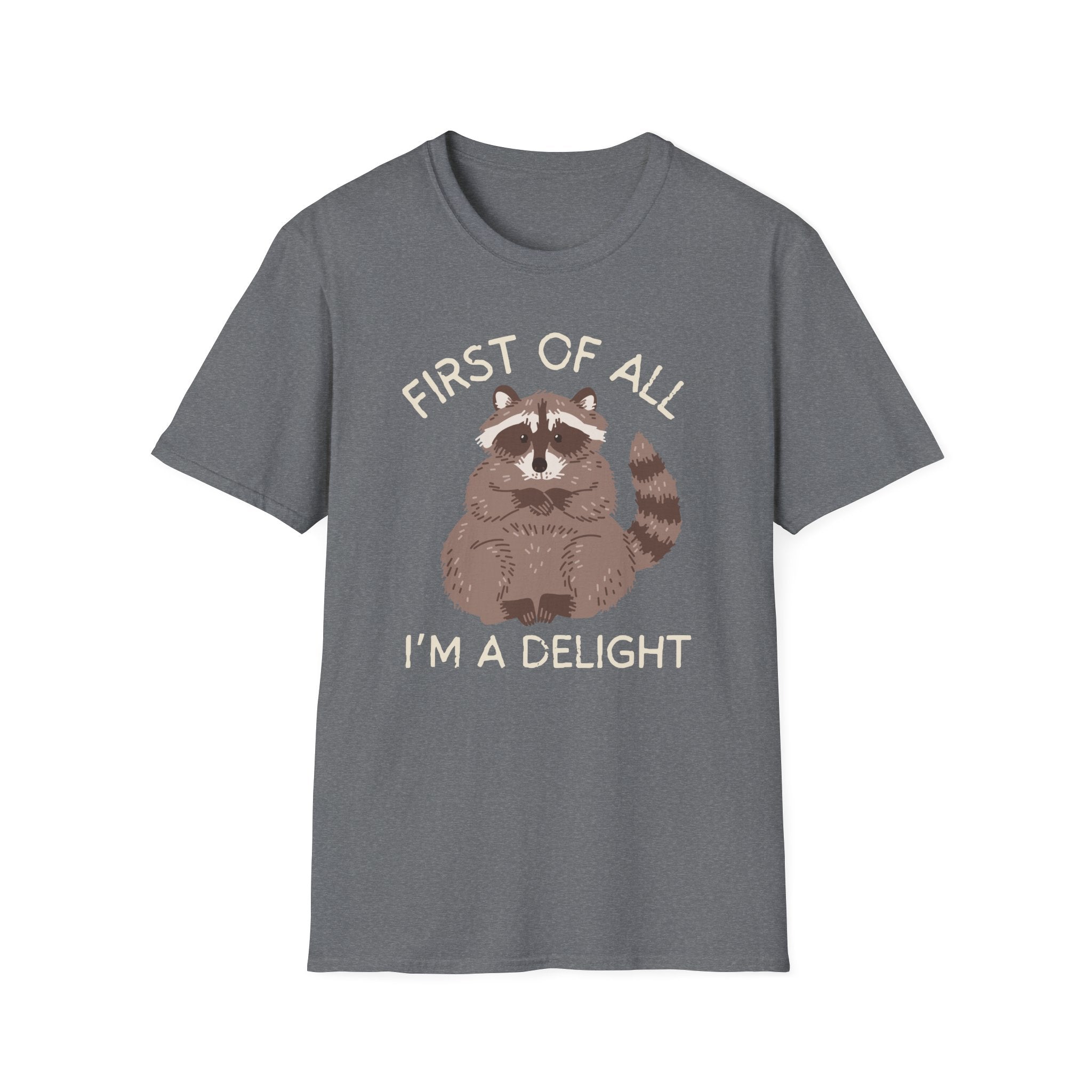 Raccoon 'First of All I'm a Delight' Cute Graphic T-Shirt