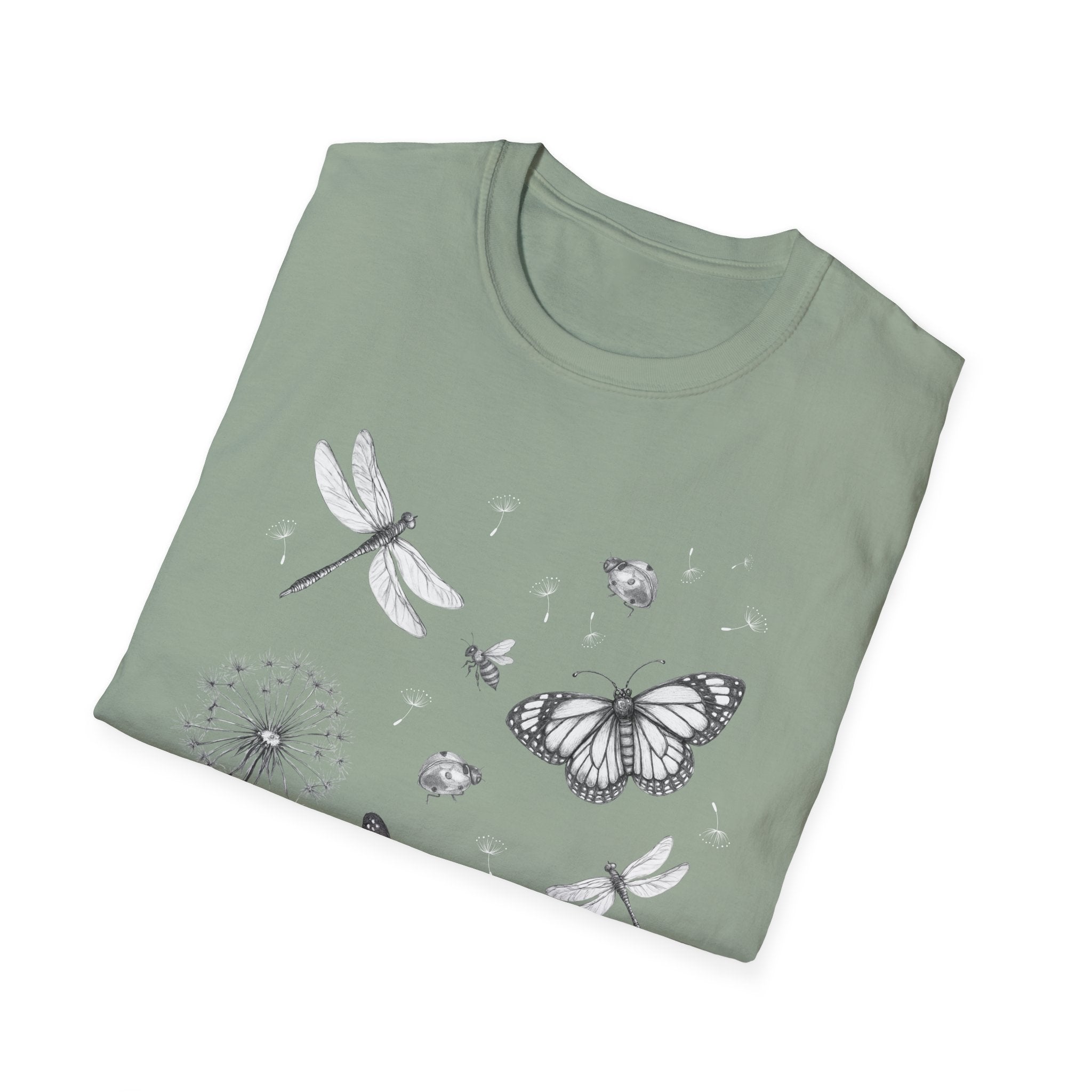 Butterfly & Dandelion Tee — Delicate Botanical Nature T-Shirt