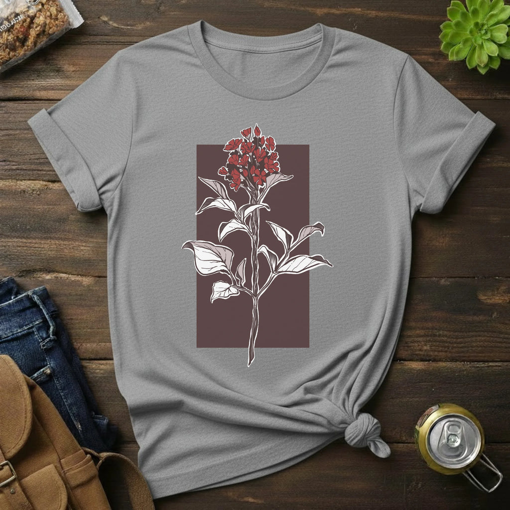 Botanical Floral T‑Shirt — Vintage Red Canna Lily Graphic