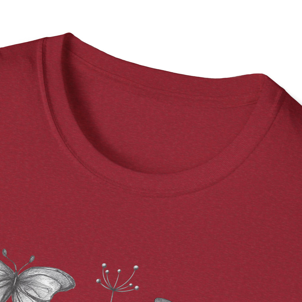Butterfly Sketch Grid T-Shirt — Vintage Botanical Insect Tee