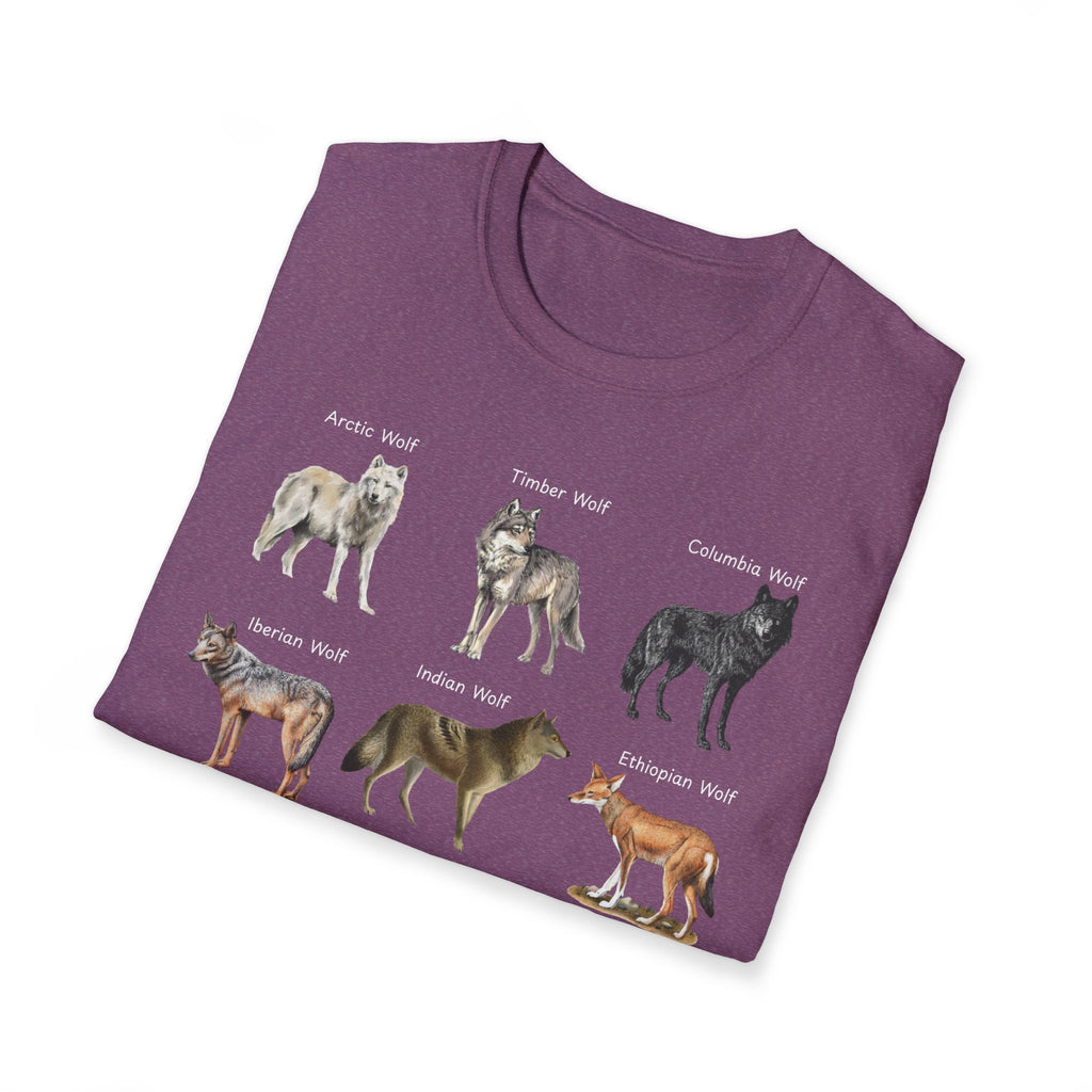 Wolf Species Chart T-Shirt — Illustrated Wolves Guide Tee