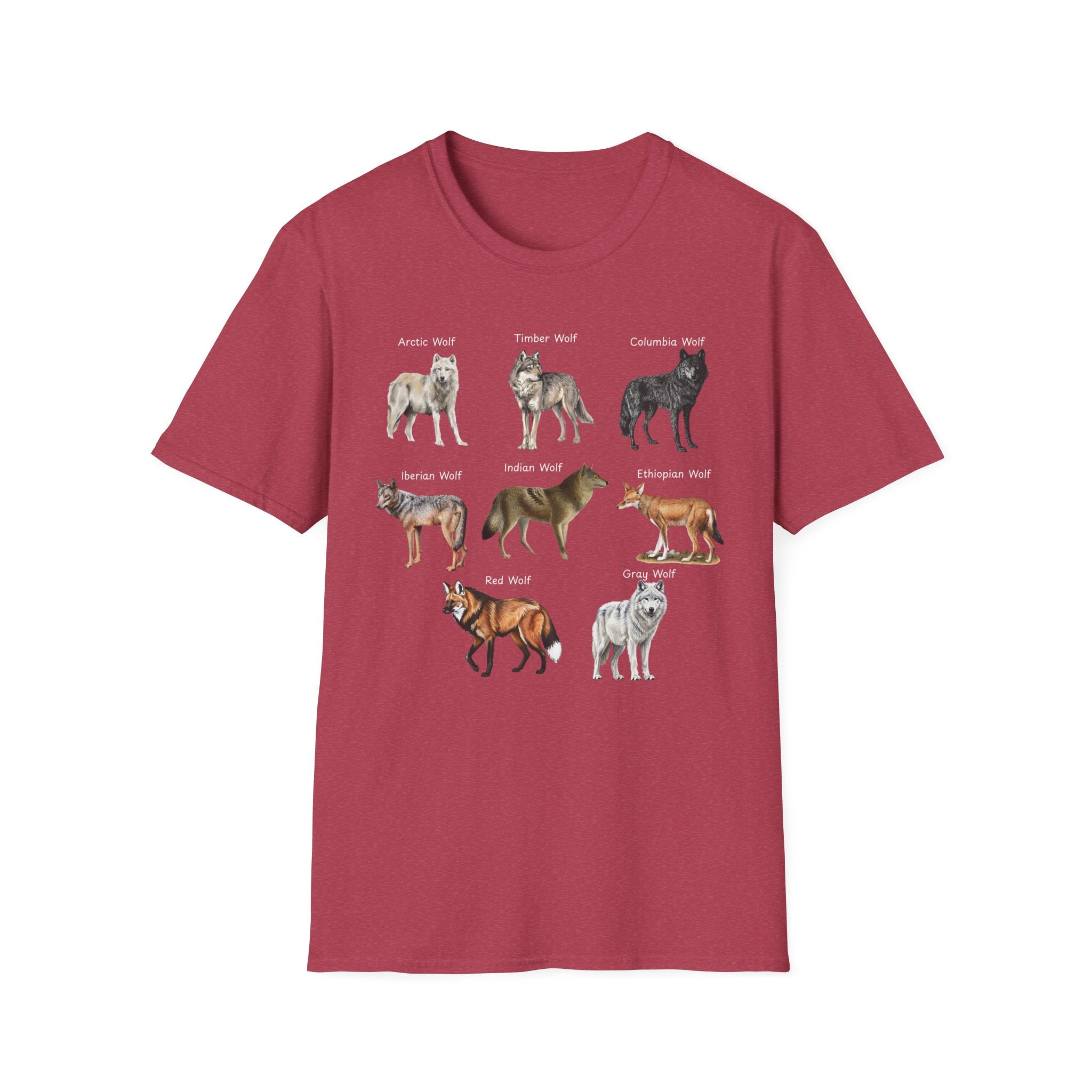 Wolf Species Chart T-Shirt — Illustrated Wolves Guide Tee