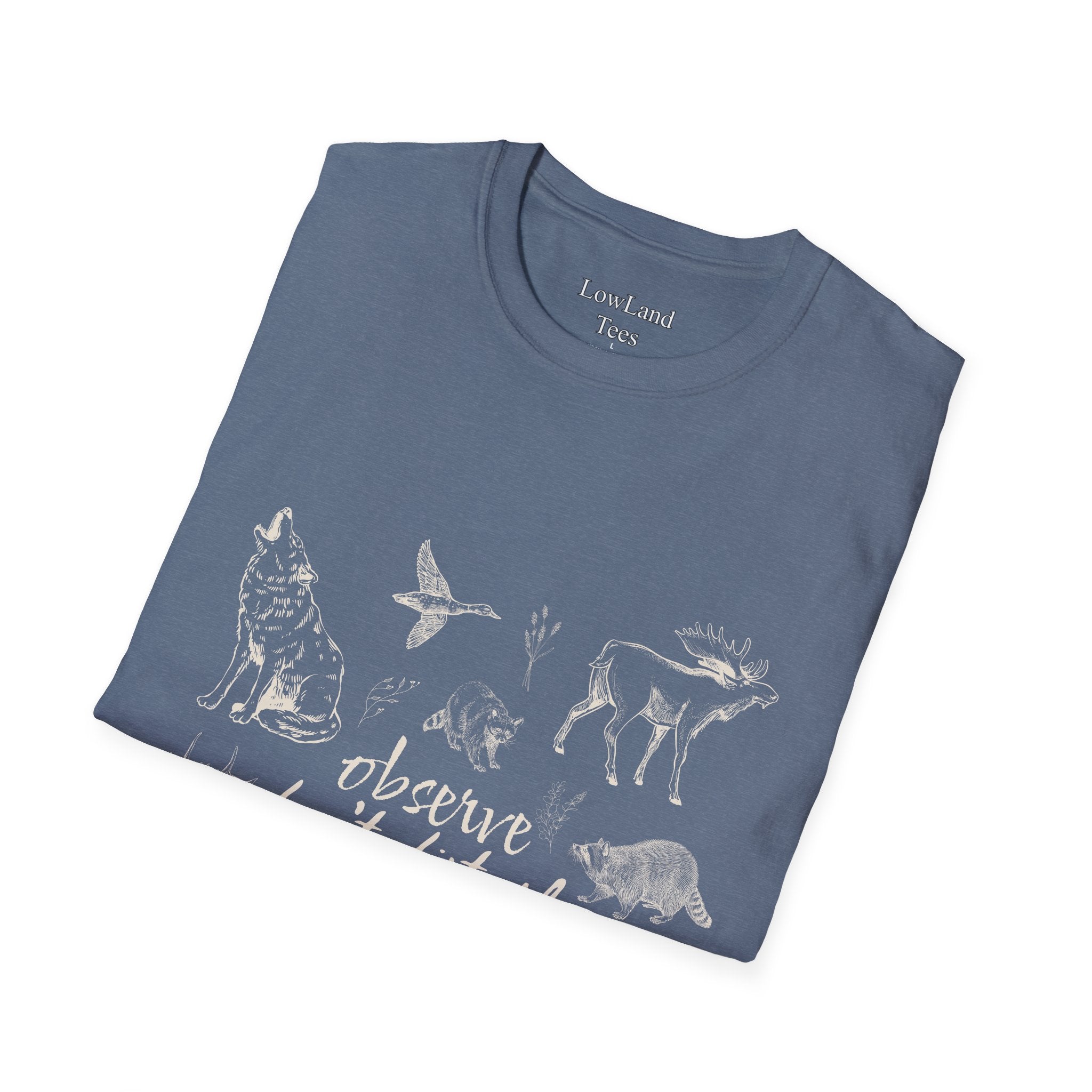 Observe Don’t Disturb T-Shirt — Vintage Sketch Wildlife Field Guide Tee