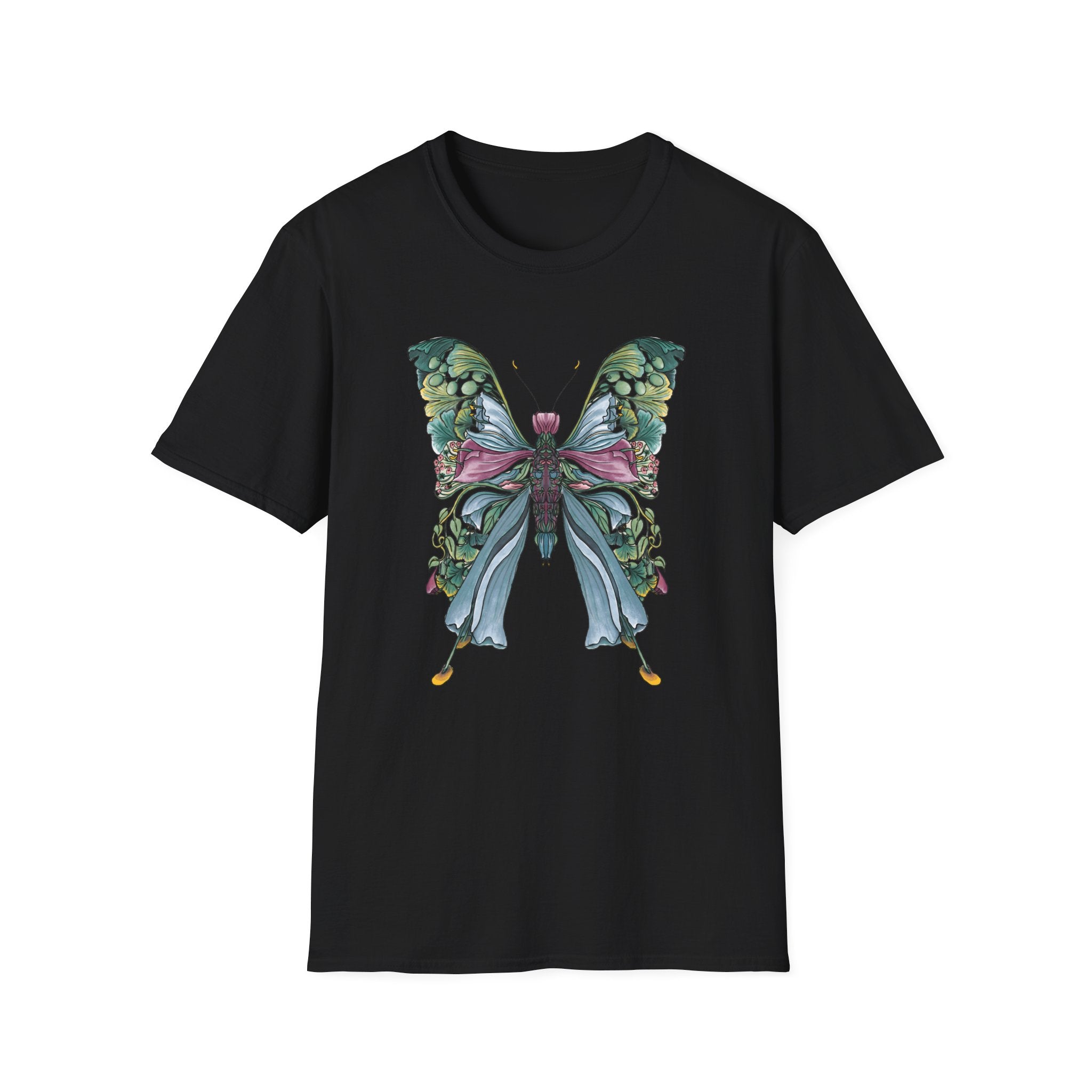 Botanical Butterfly T-Shirt — Watercolor Floral Wings Tee