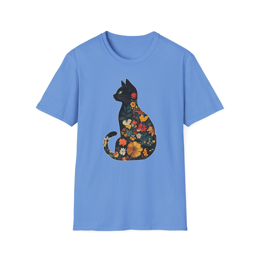 Floral Cat Silhouette T-Shirt