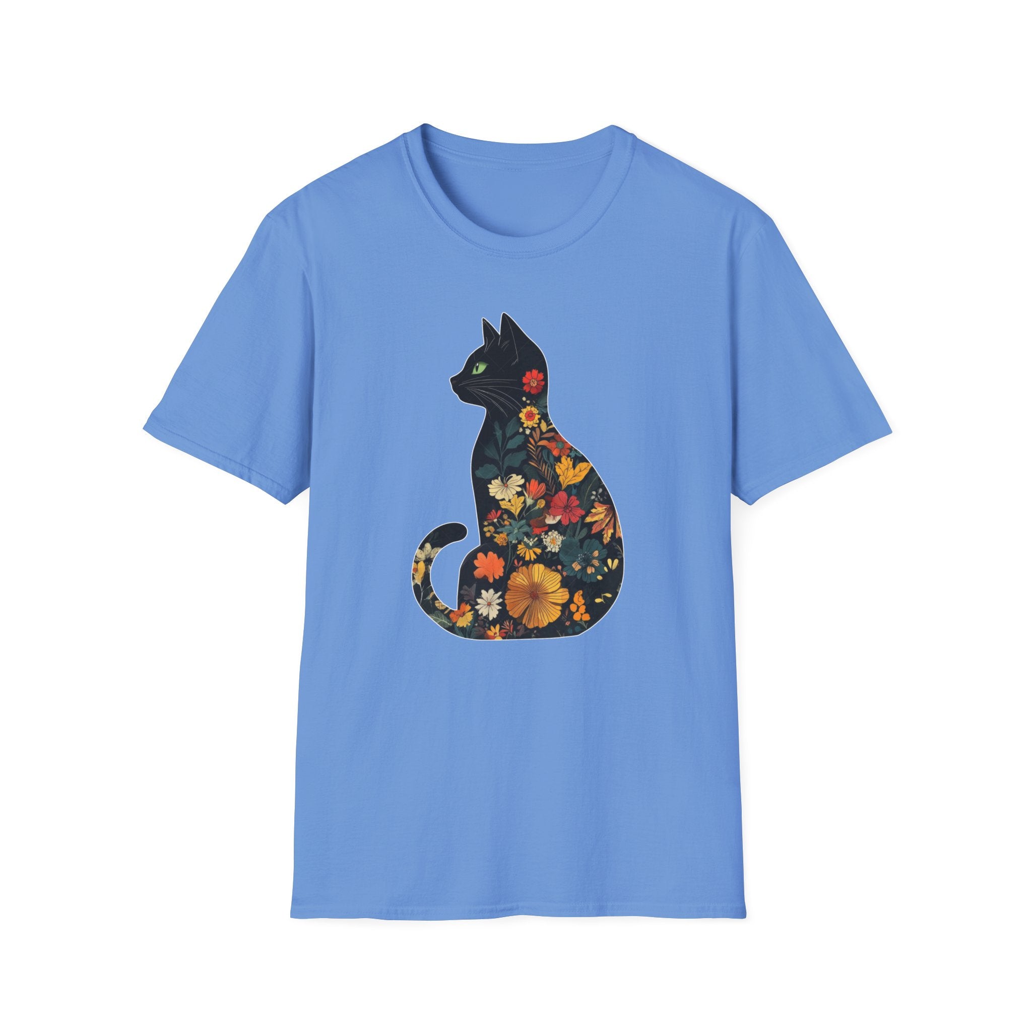Floral Cat Silhouette T-Shirt