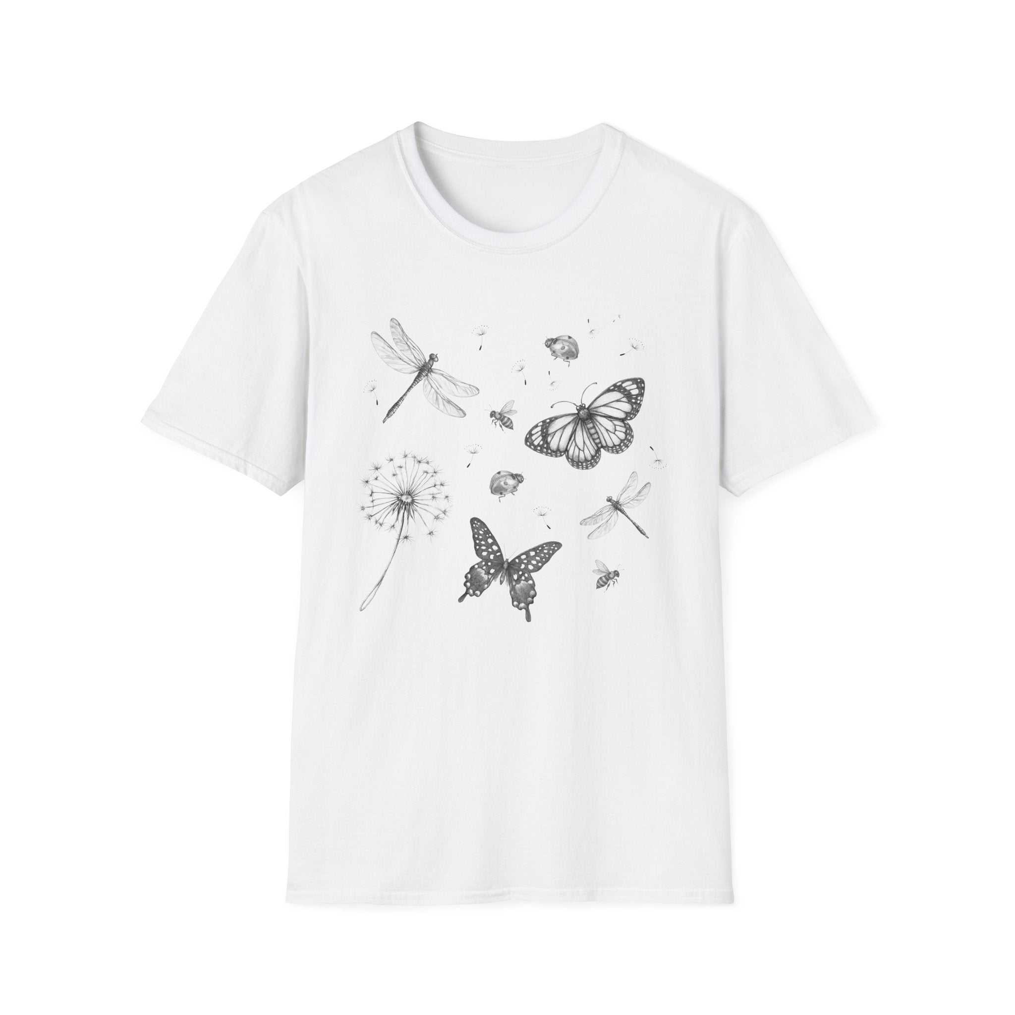 Butterfly & Dandelion Tee — Delicate Botanical Nature T-Shirt