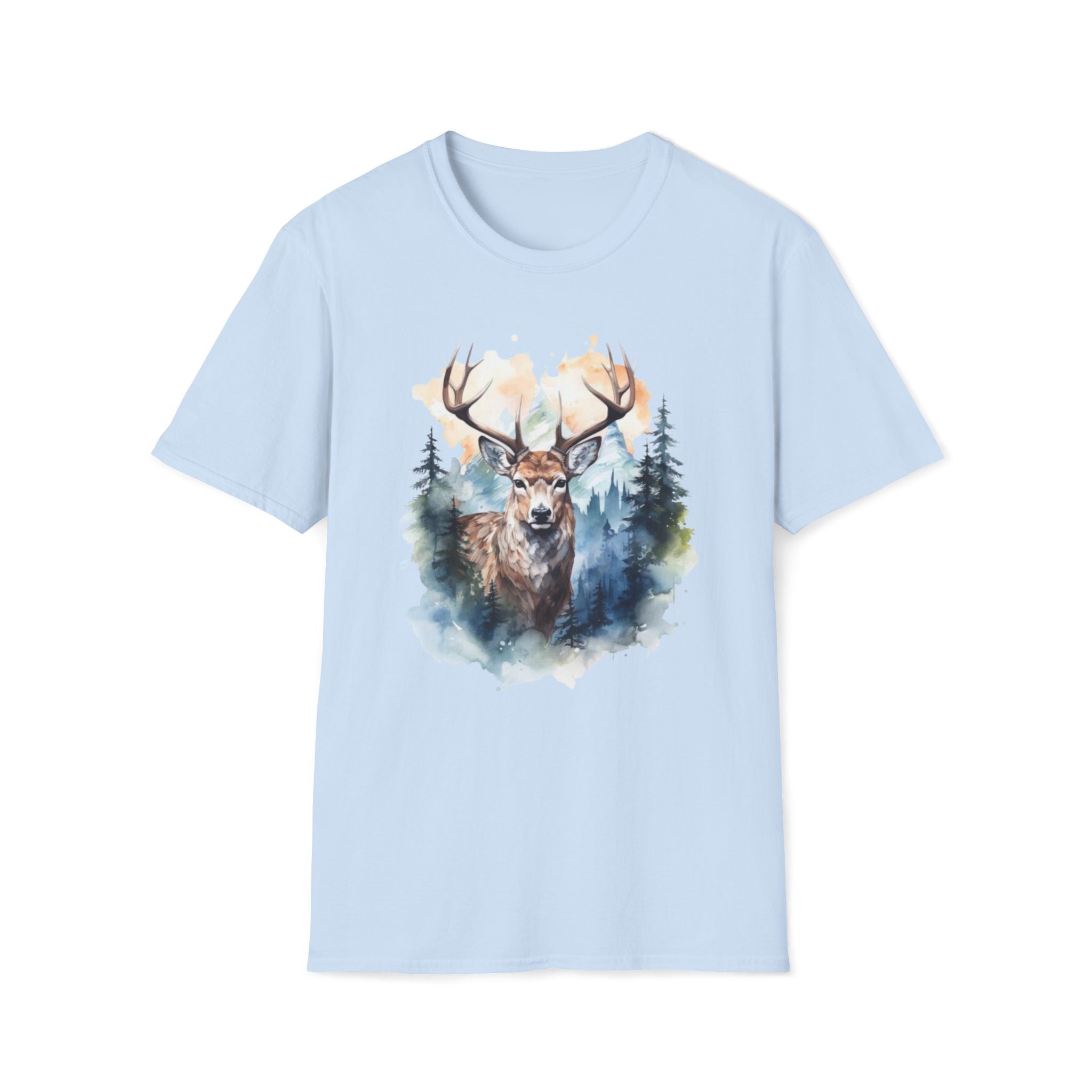 Deer Forest Watercolor T-Shirt — Majestic Stag Woodland Graphic Tee
