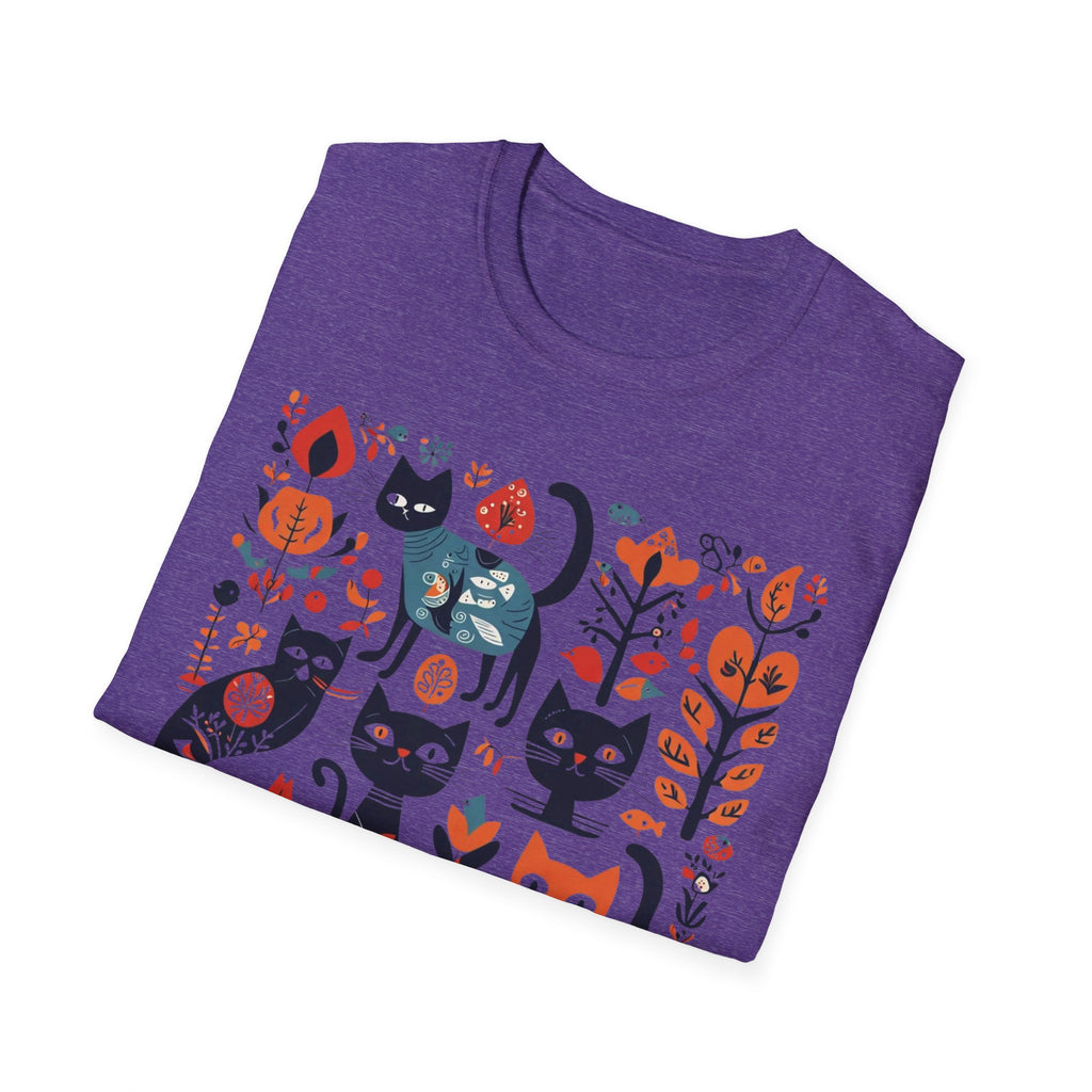 Cats & Flowers T-Shirt — Whimsical Folk Art Cat Graphic Tee