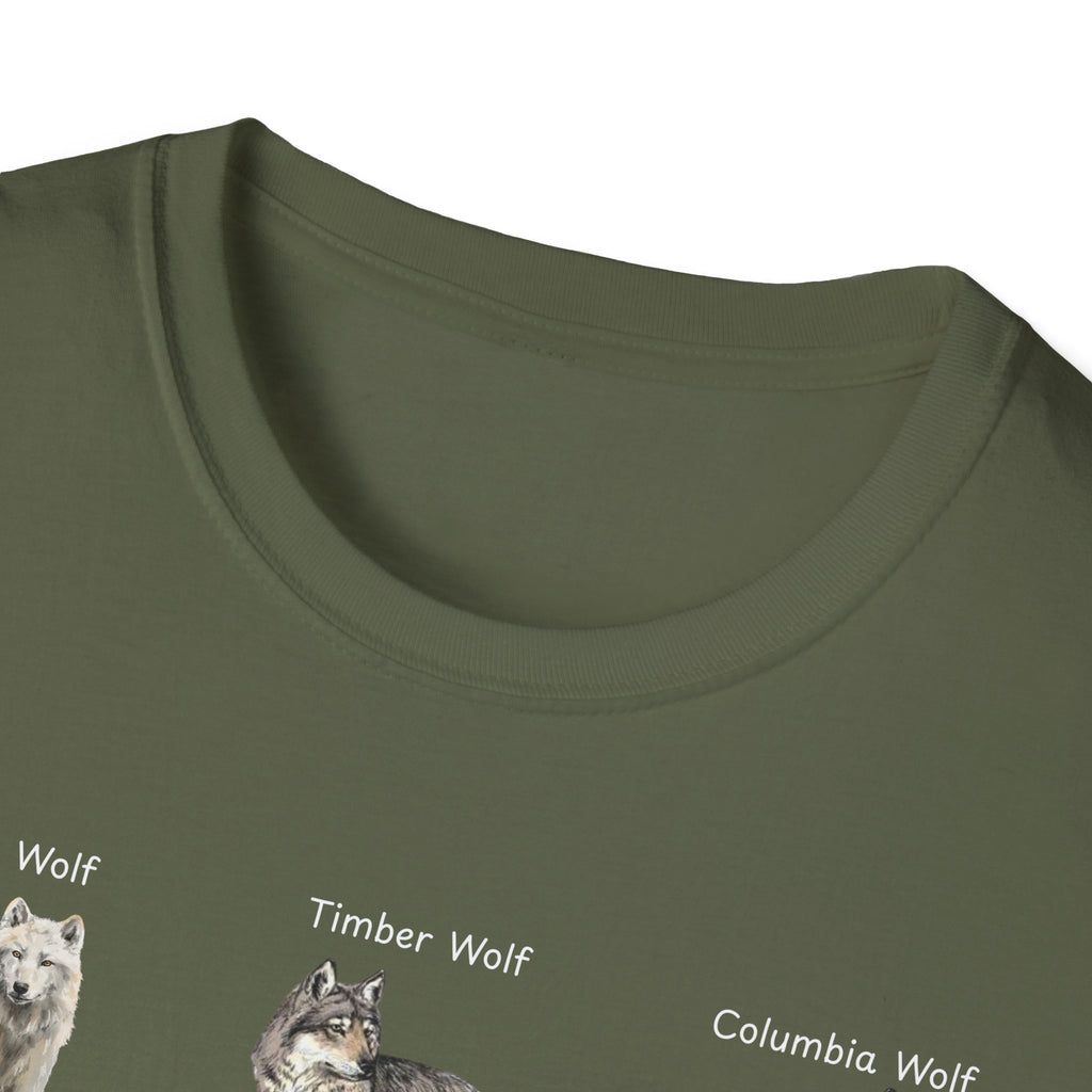 Wolf Species Chart T-Shirt — Illustrated Wolves Guide Tee