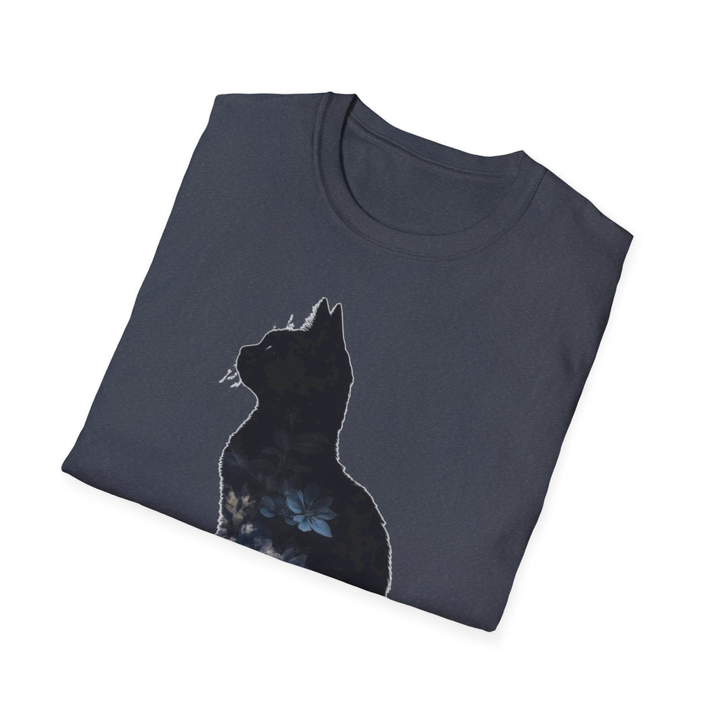 Galaxy Cat T-Shirt — Night Sky Silhouette Tee for Cat Lovers