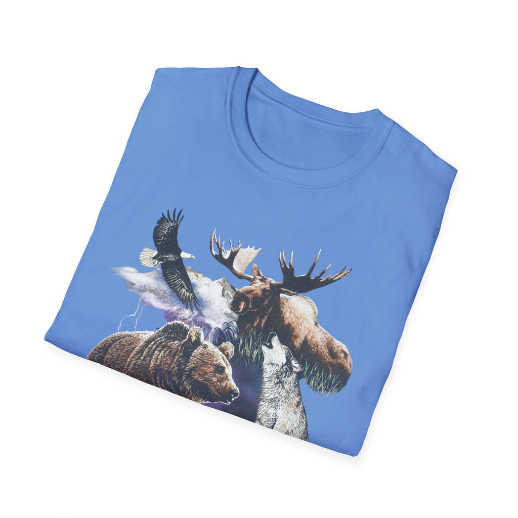 Wildlife Watercolor T-Shirt — Moose, Bear & Eagle Nature Tee
