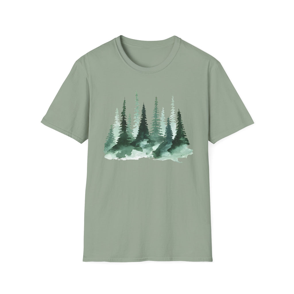 Forest Watercolor T-Shirt — Green Pine Tree Nature Tee