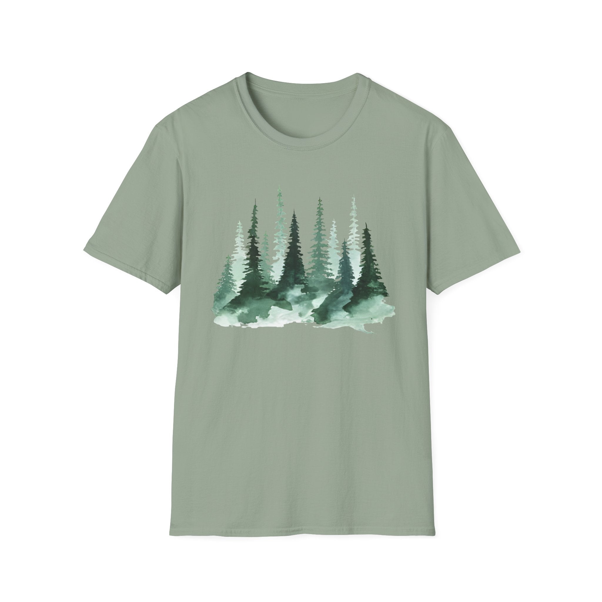 Forest Watercolor T-Shirt — Green Pine Tree Nature Tee