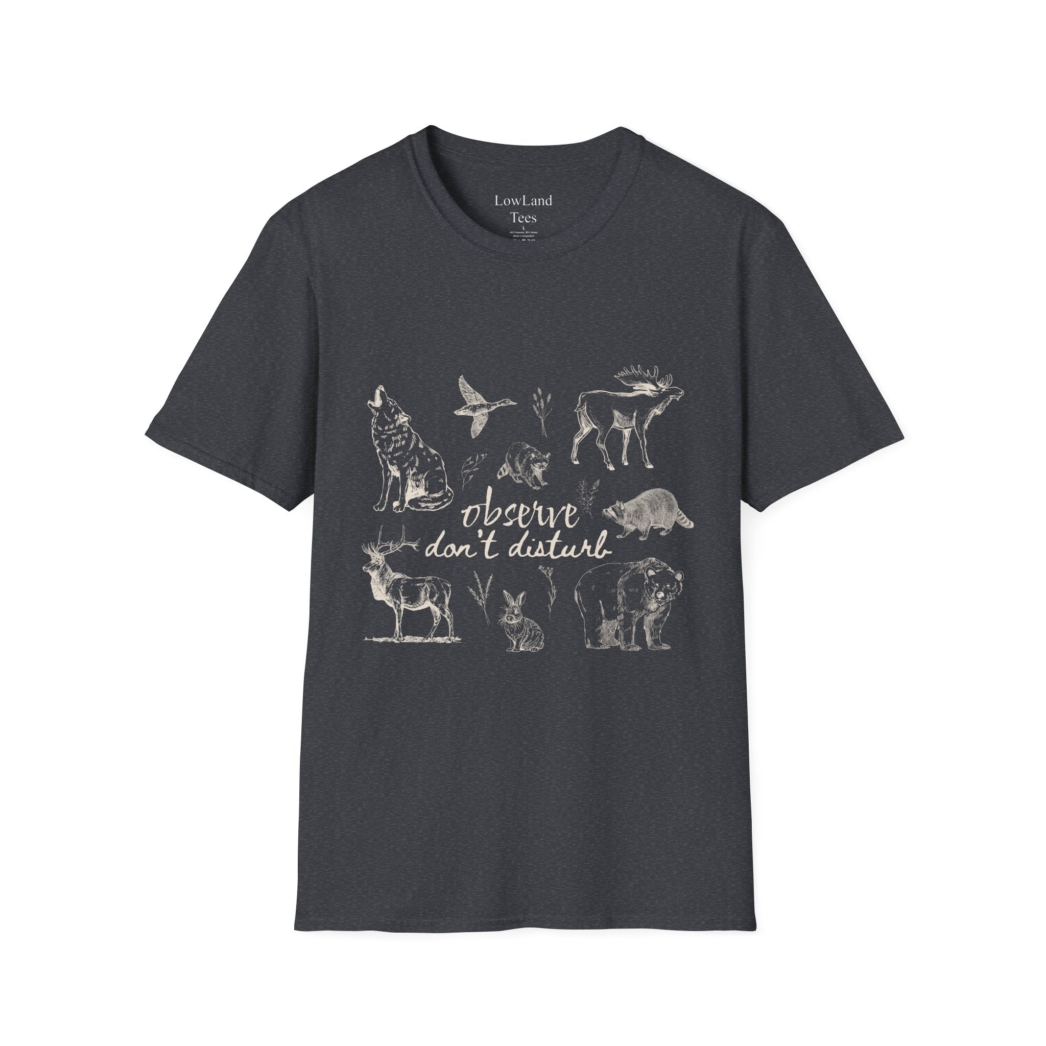 Observe Don’t Disturb T-Shirt — Vintage Sketch Wildlife Field Guide Tee