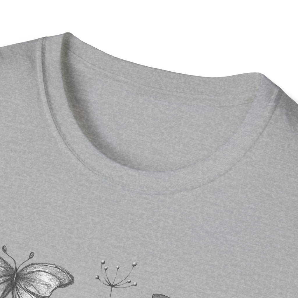 Butterfly Sketch Grid T-Shirt — Vintage Botanical Insect Tee