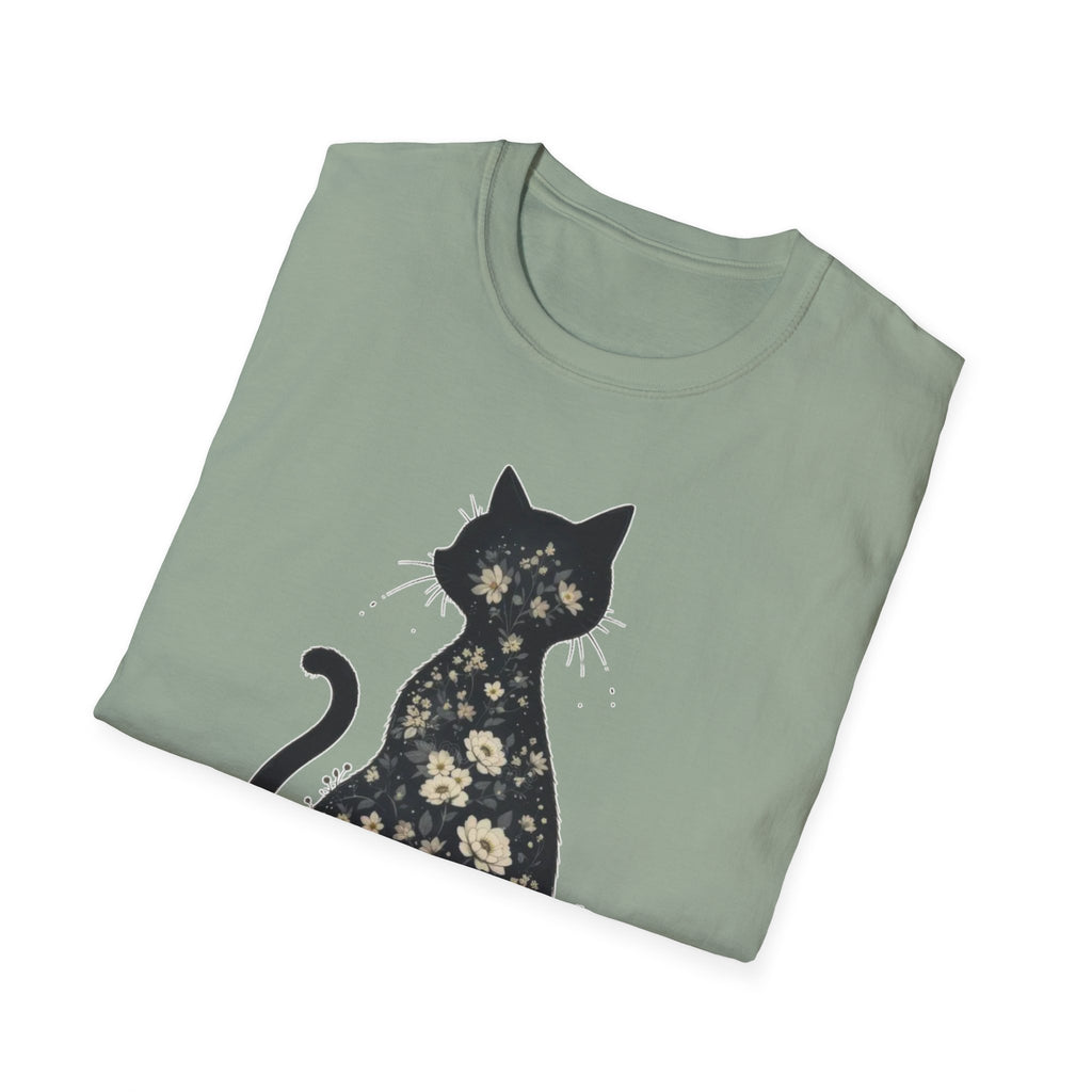 Floral Silhouette Cat T-Shirt