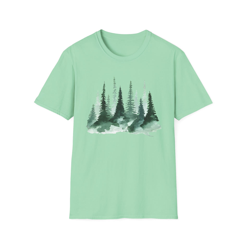 Forest Watercolor T-Shirt — Green Pine Tree Nature Tee