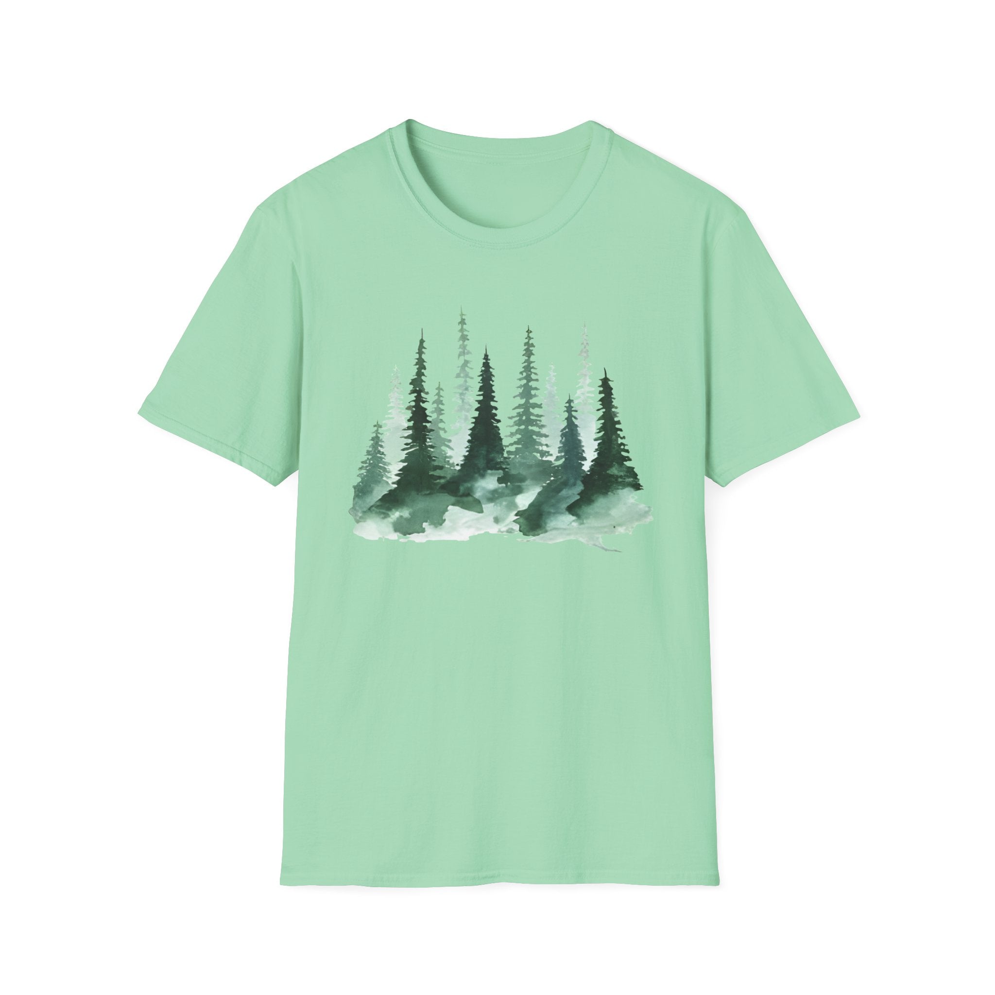 Forest Watercolor T-Shirt — Green Pine Tree Nature Tee