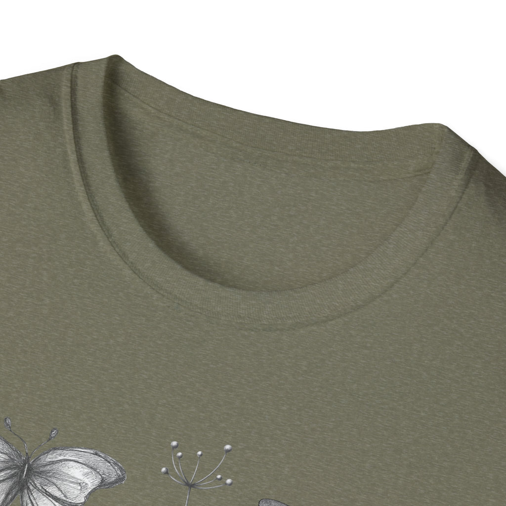 Butterfly Sketch Grid T-Shirt — Vintage Botanical Insect Tee