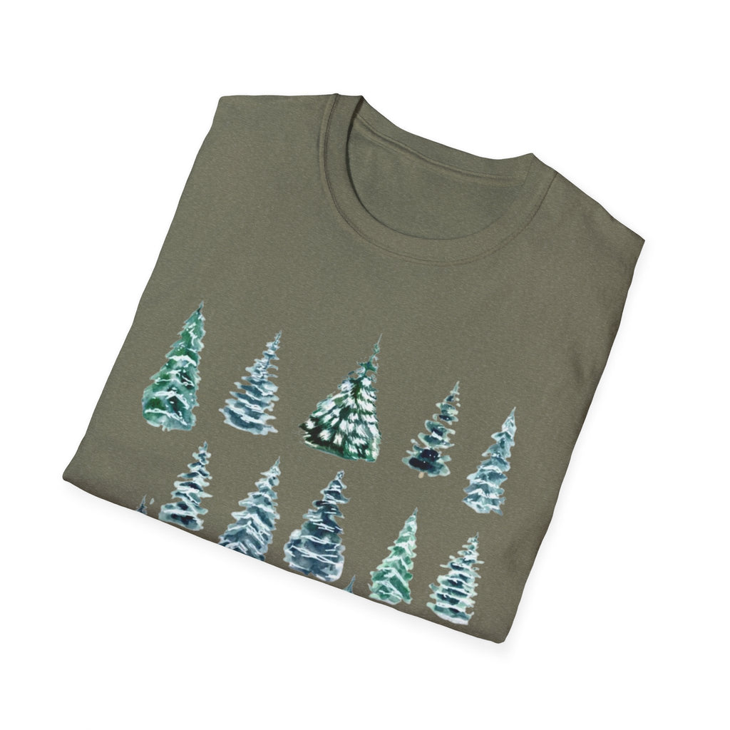 Pine Tree Watercolor T-Shirt — Minimal Holiday Trees Tee
