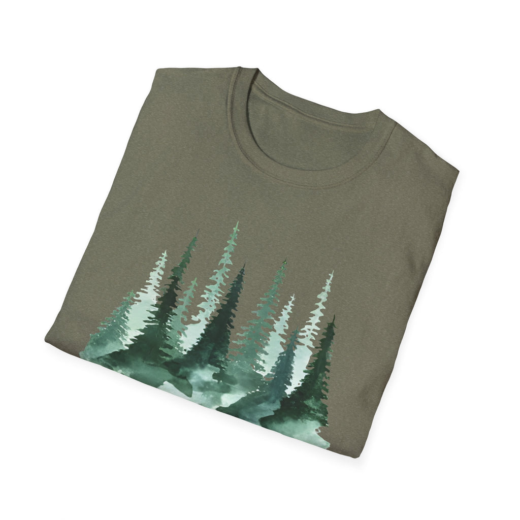 Forest Watercolor T-Shirt — Green Pine Tree Nature Tee