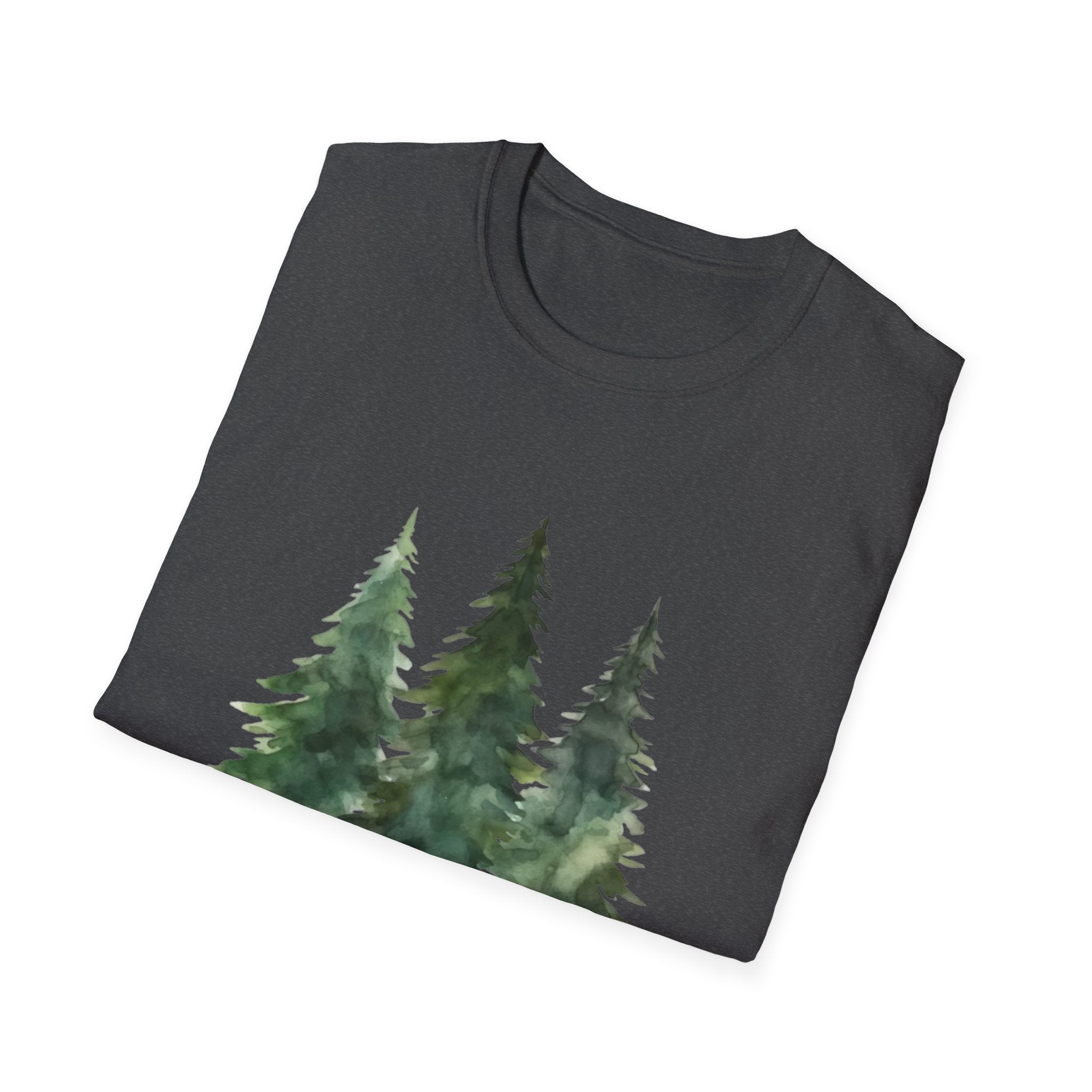 Pine Forest Tee — Watercolor Evergreen Tree T-Shirt