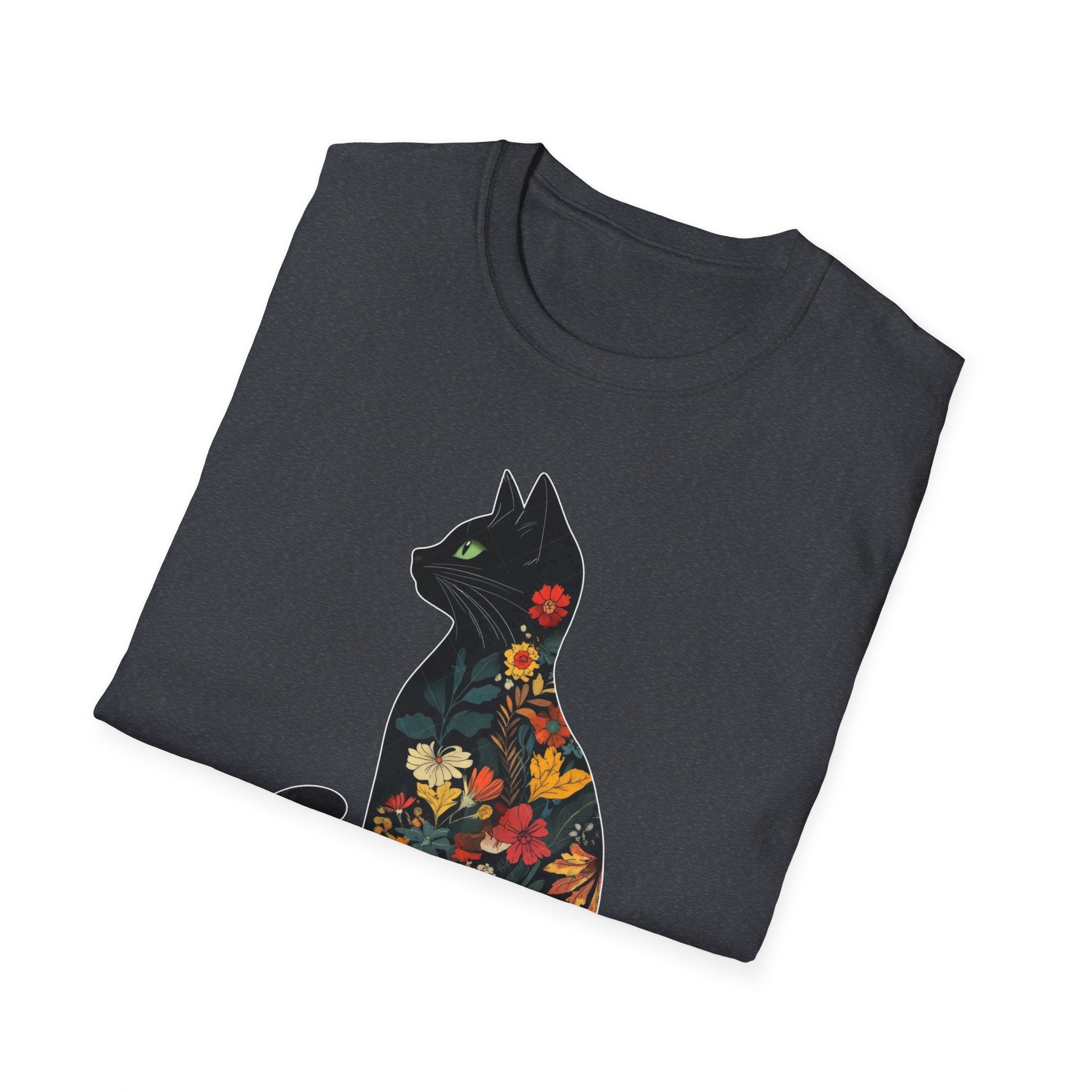Floral Cat Silhouette T-Shirt