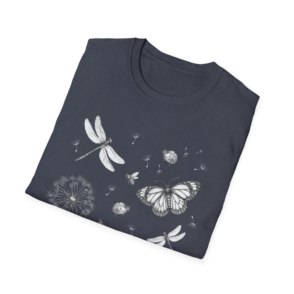 Butterfly & Dandelion Tee — Delicate Botanical Nature T-Shirt