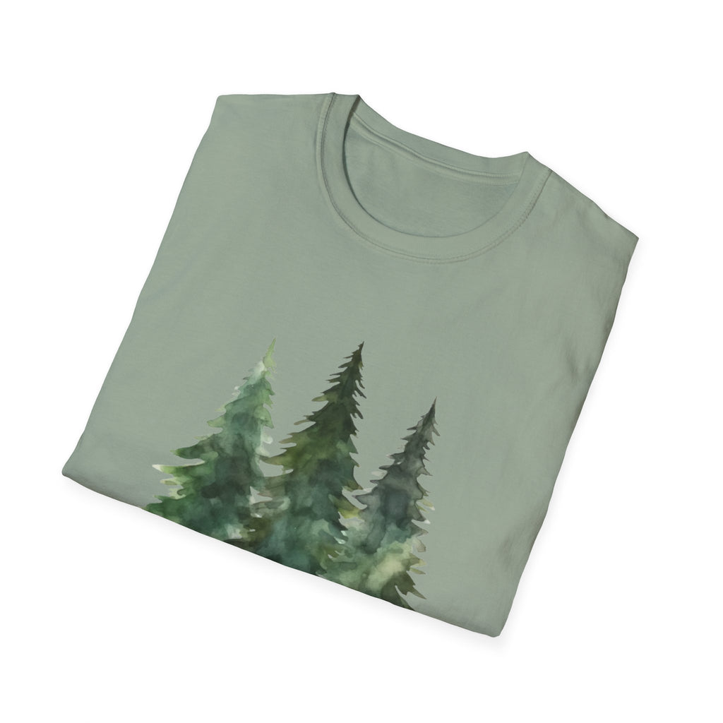 Pine Forest Tee — Watercolor Evergreen Tree T-Shirt