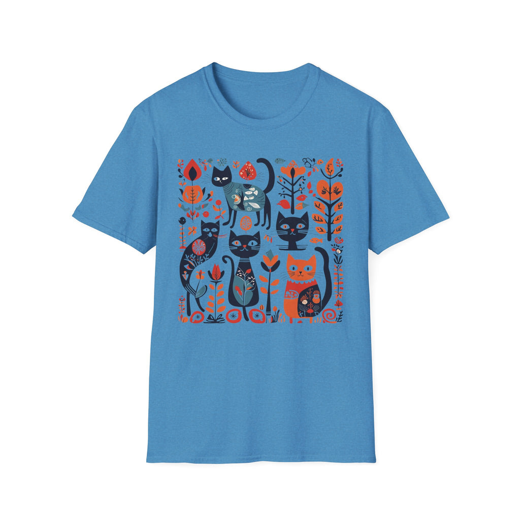 Cats & Flowers T-Shirt — Whimsical Folk Art Cat Graphic Tee