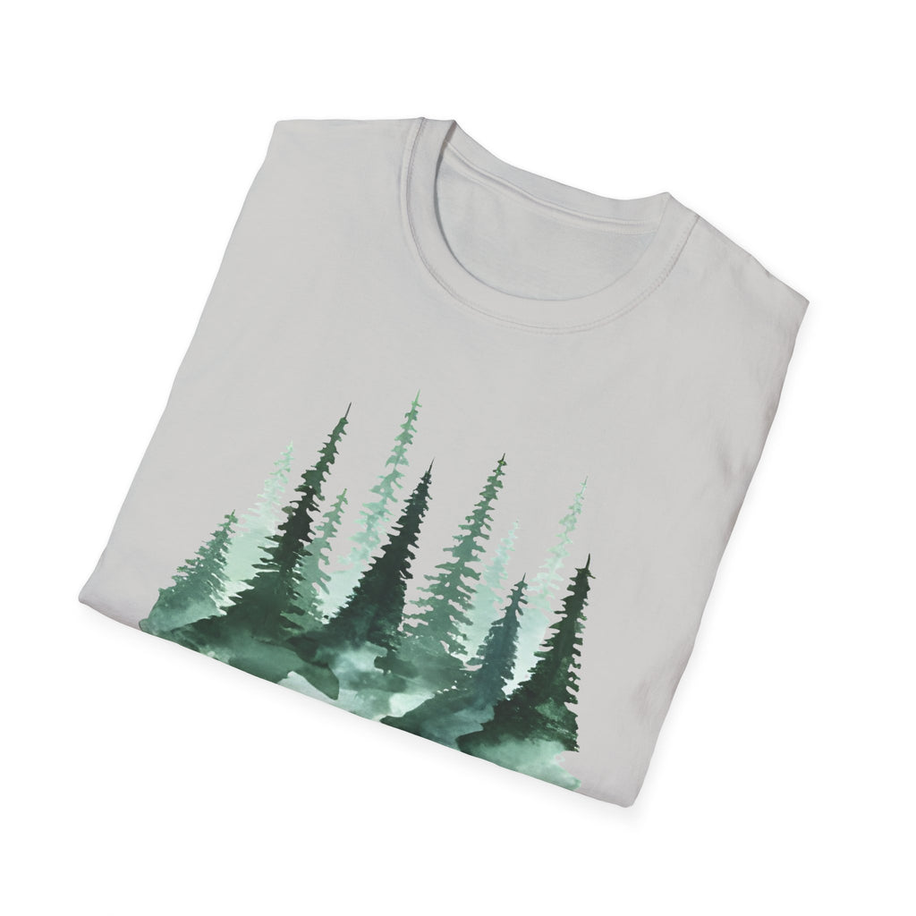 Forest Watercolor T-Shirt — Green Pine Tree Nature Tee