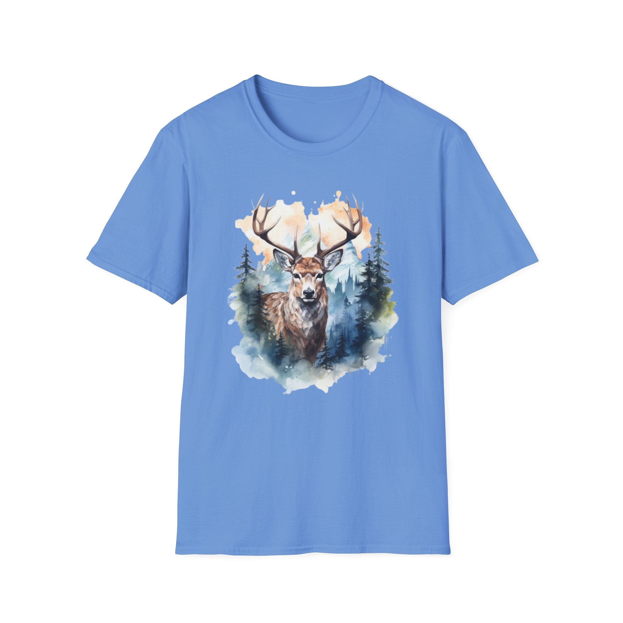 Deer Forest Watercolor T-Shirt — Majestic Stag Woodland Graphic Tee