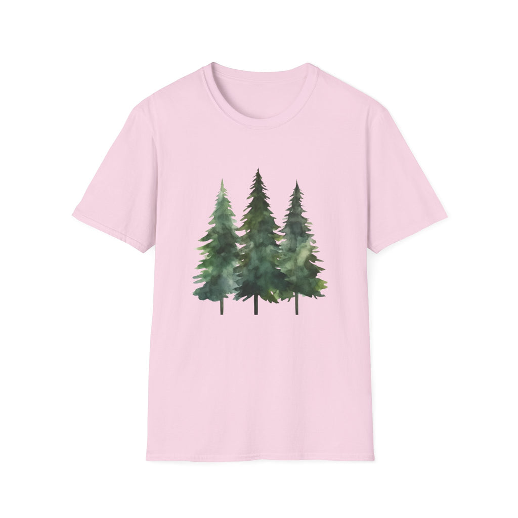 Pine Forest Tee — Watercolor Evergreen Tree T-Shirt