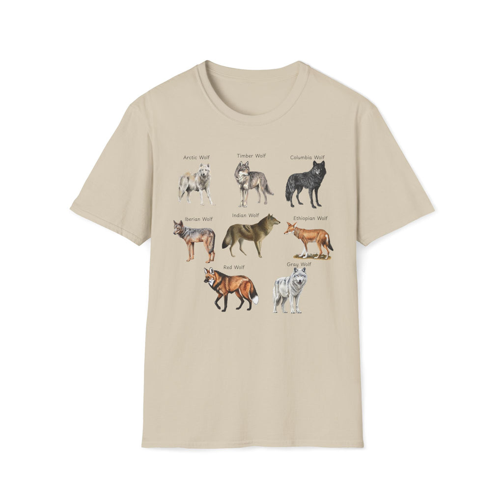 Wolf Species Chart T-Shirt — Illustrated Wolves Guide Tee
