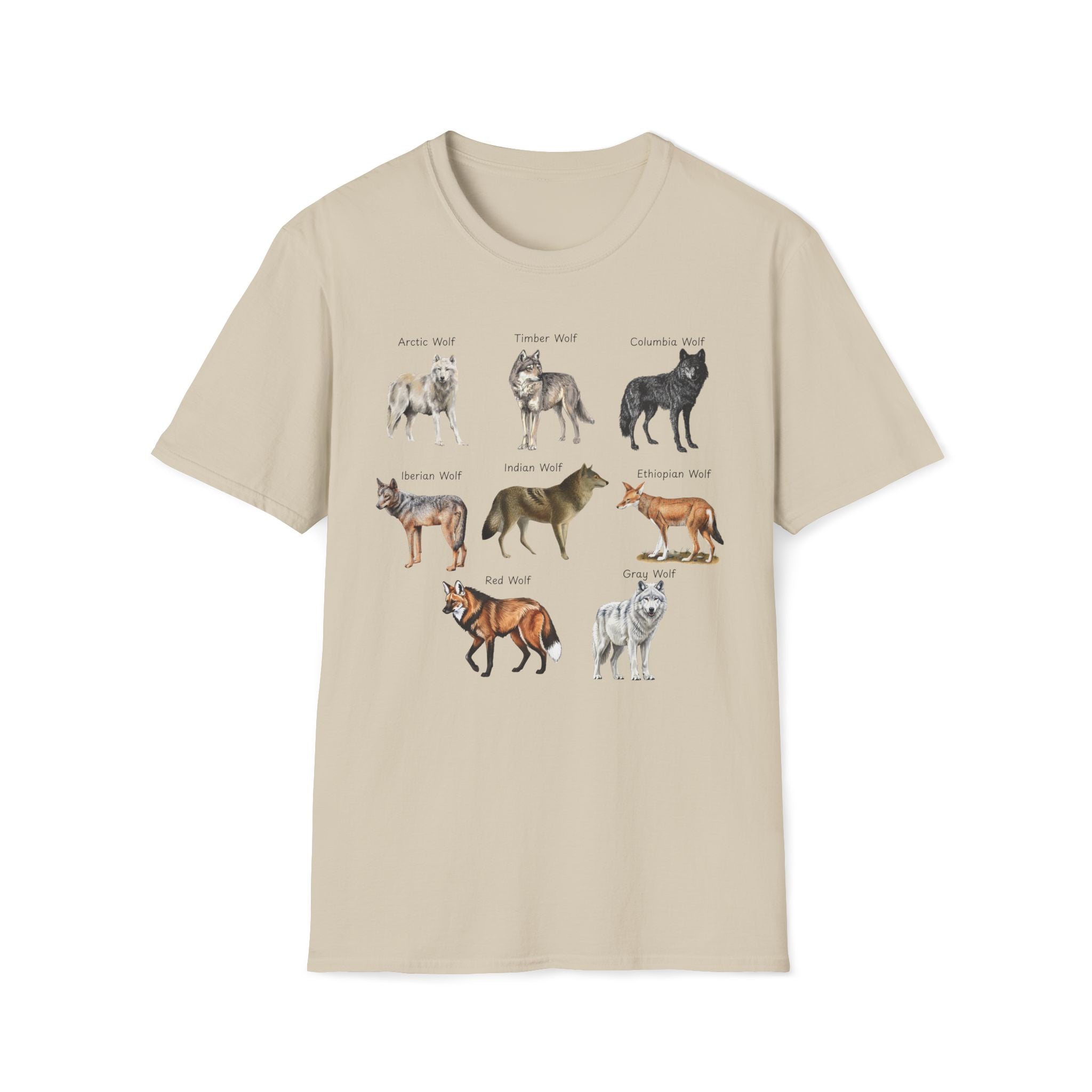 Wolf Species Chart T-Shirt — Illustrated Wolves Guide Tee
