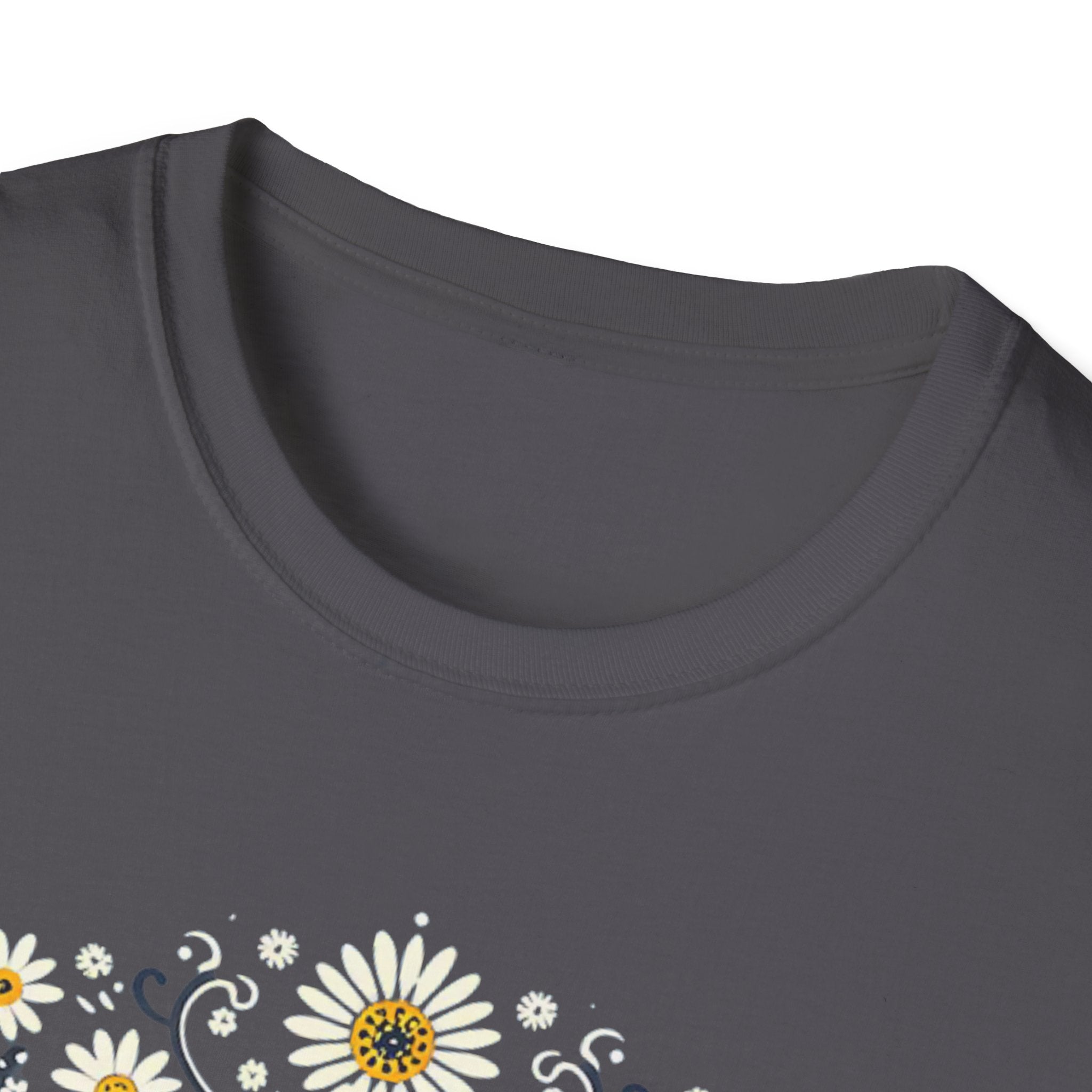 Cat Floral T-Shirt — Folk Art Kitty with Daisies