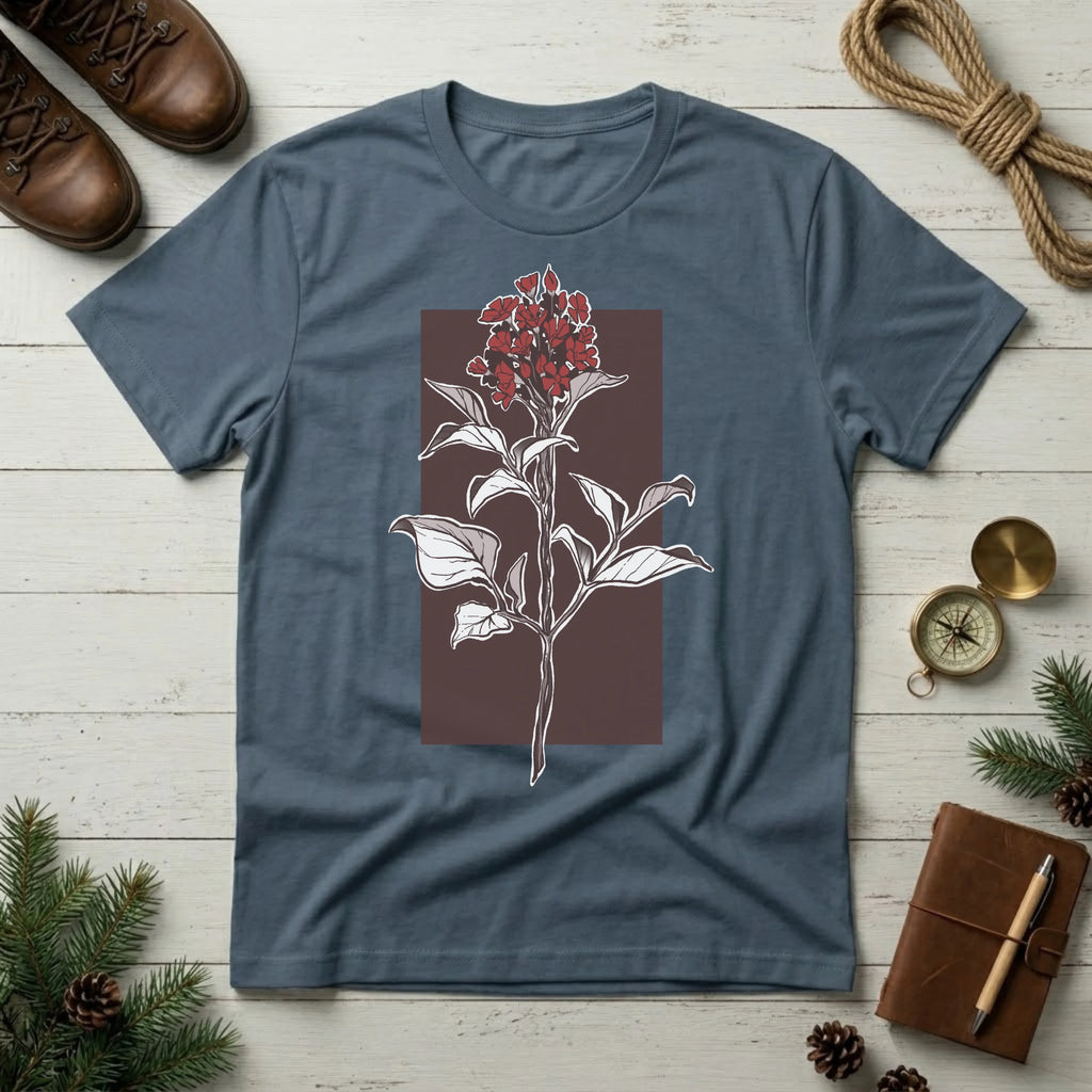 Botanical Floral T‑Shirt — Vintage Red Canna Lily Graphic