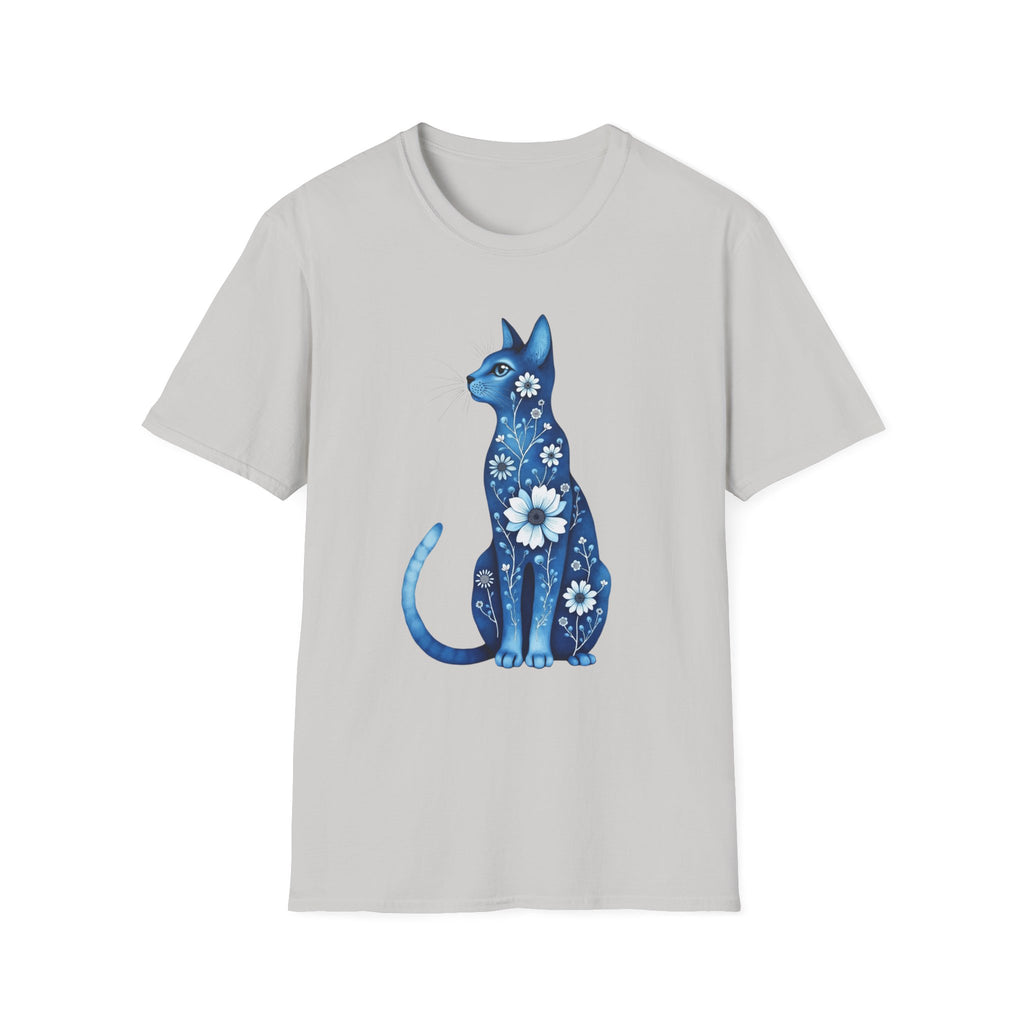 Floral Blue Cat T-Shirt