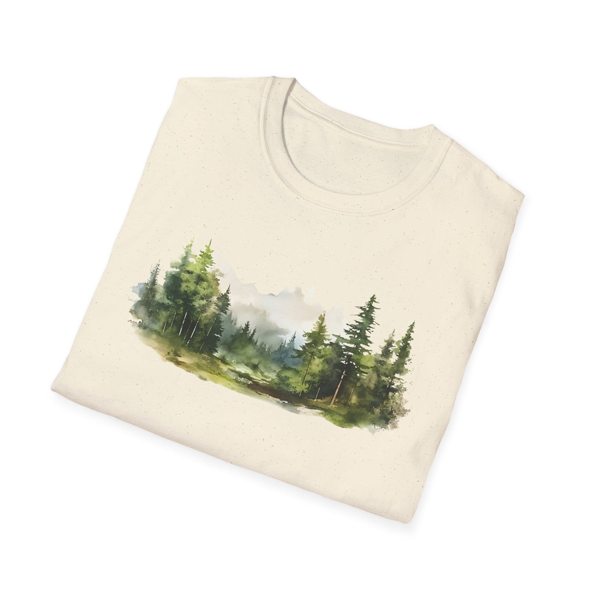 Nature Watercolor Forest T-Shirt — Mountain Pines Scenic Tee