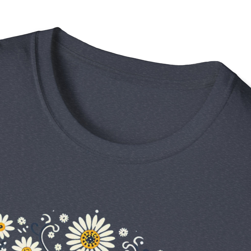 Cat Floral T-Shirt — Folk Art Kitty with Daisies