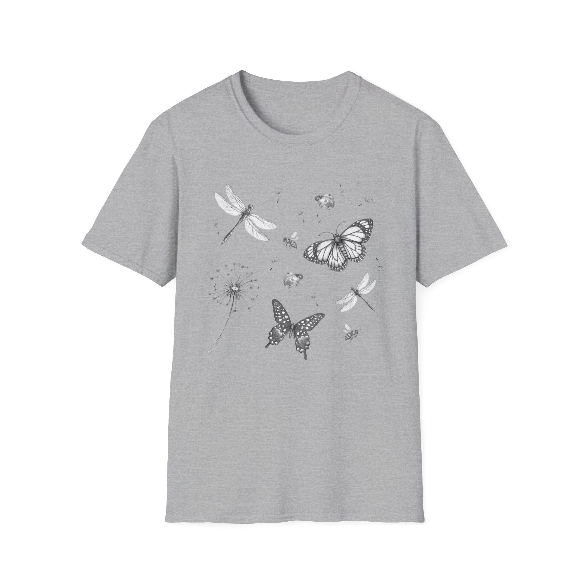Butterfly & Dandelion Tee — Delicate Botanical Nature T-Shirt