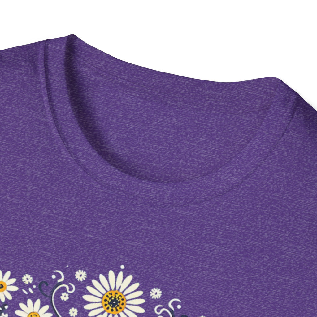 Cat Floral T-Shirt — Folk Art Kitty with Daisies