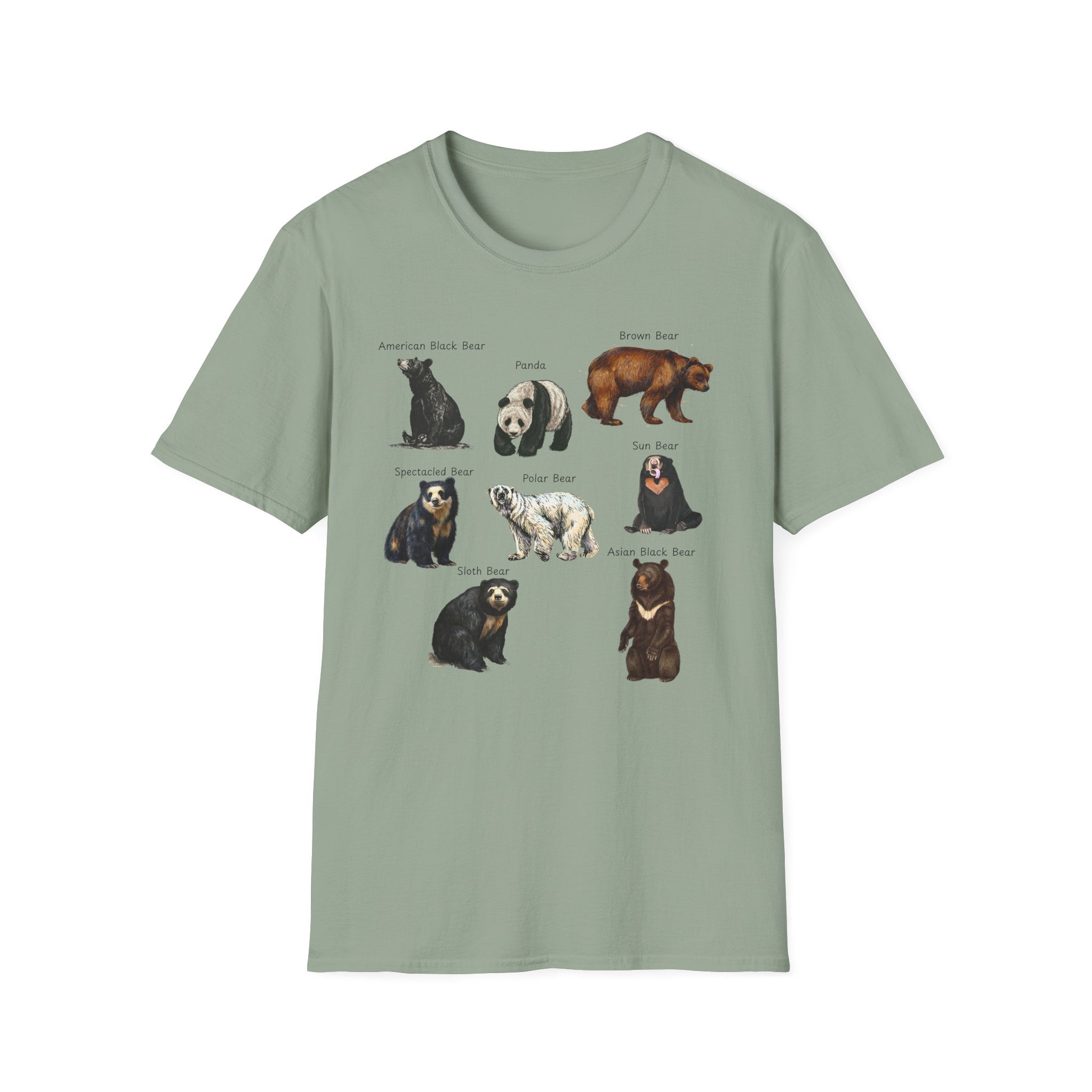 Bear Species Graphic T-Shirt — Vintage Illustrated Bear Types Tee