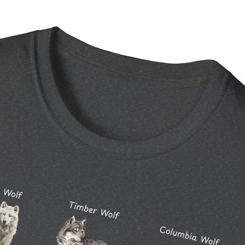 Wolf Species Chart T-Shirt — Illustrated Wolves Guide Tee
