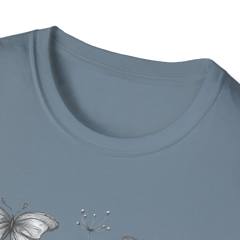 Butterfly Sketch Grid T-Shirt — Vintage Botanical Insect Tee