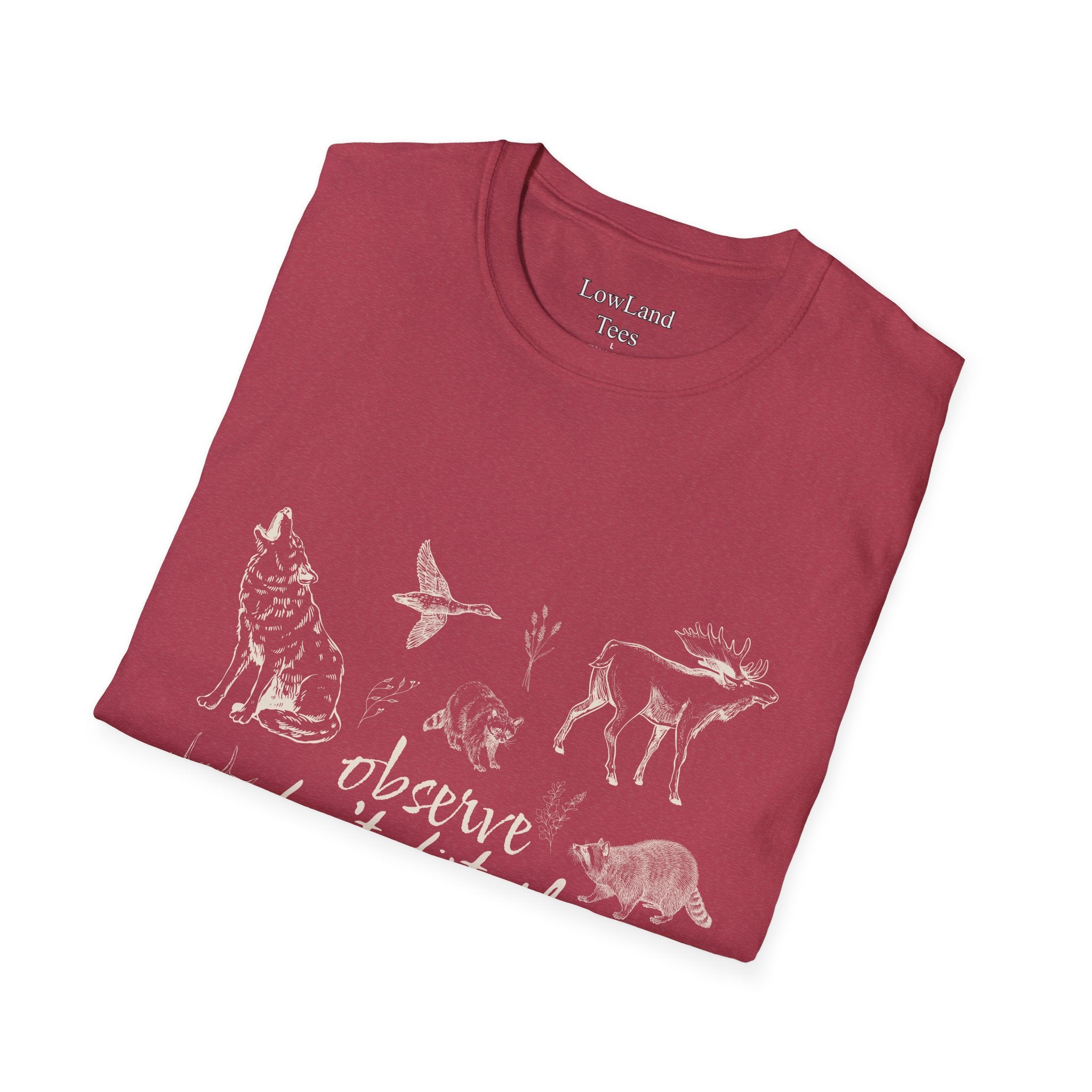 Observe Don’t Disturb T-Shirt — Vintage Sketch Wildlife Field Guide Tee