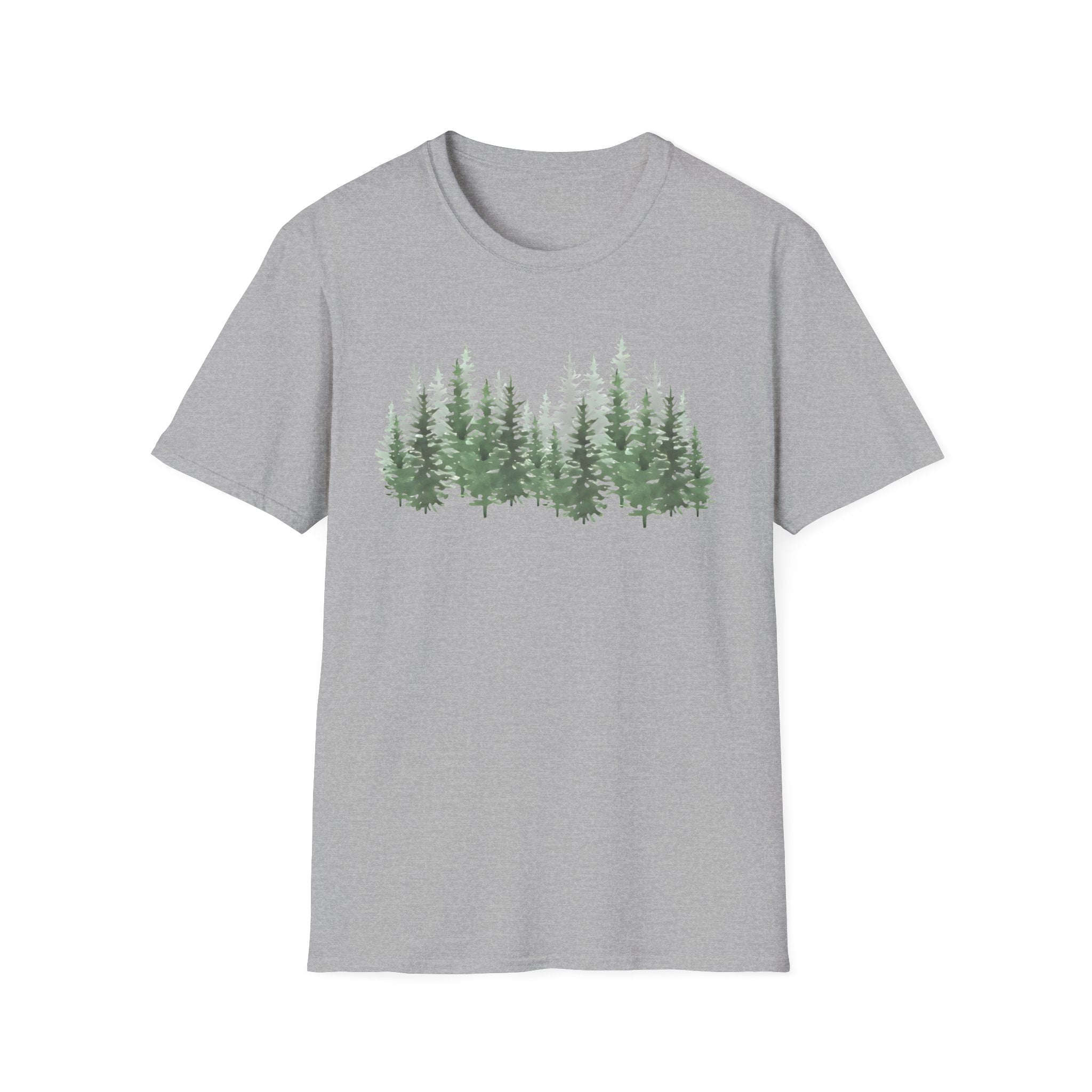 Forest Line T-Shirt — Minimal Evergreen Tree Graphic Tee