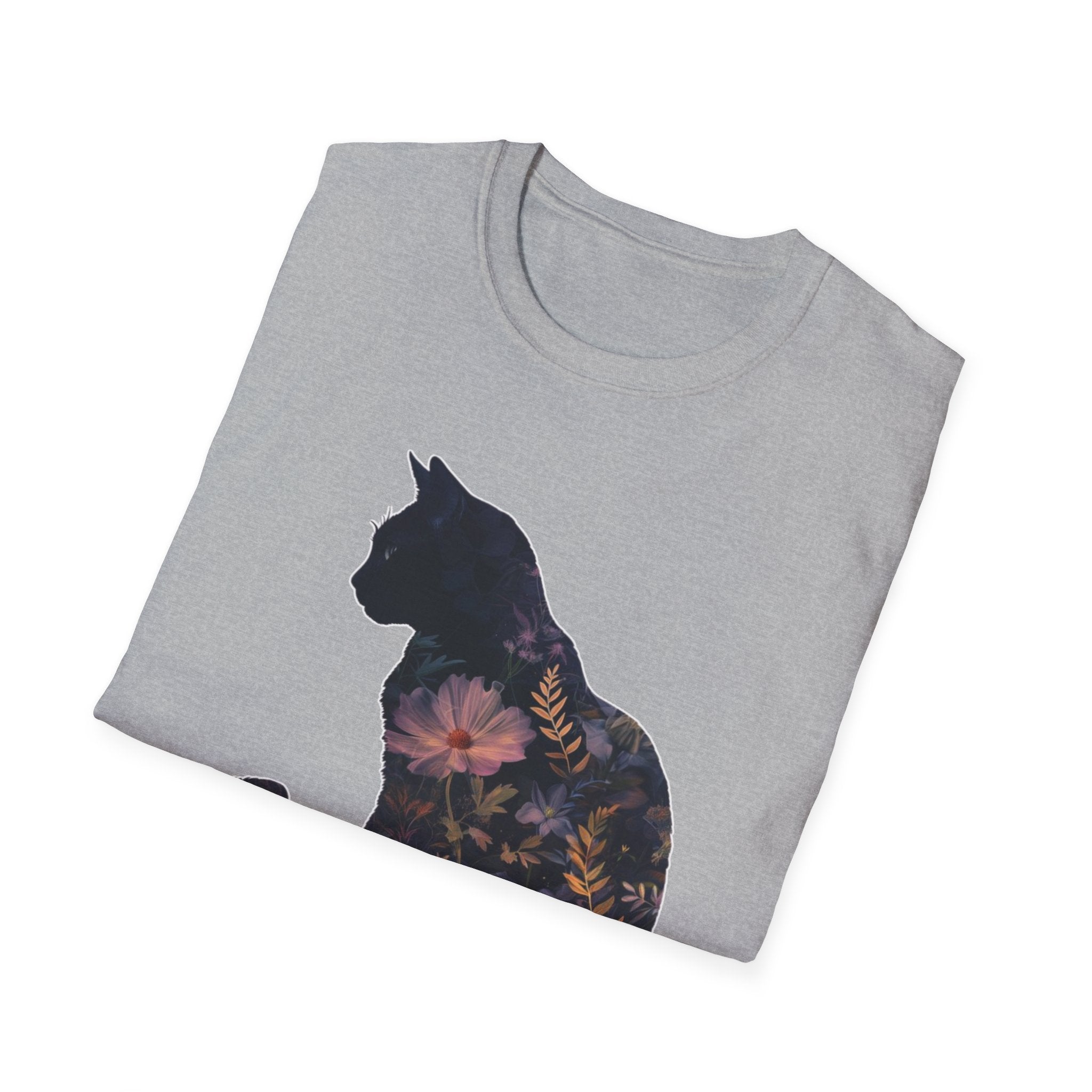 Floral Cat Silhouette T-Shirt